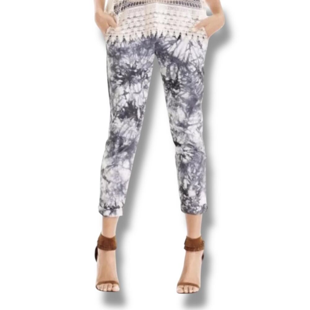 CAbi marbled gray and white jogger style pants size Medium